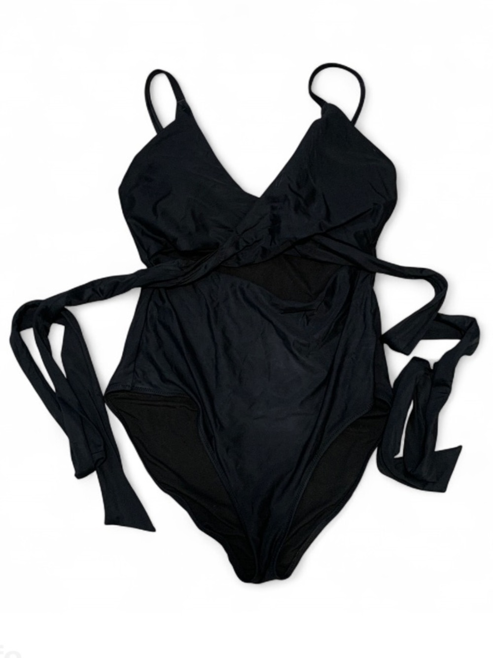 Aerie Full Coverage Black One-Piece Swimsuit with Wrap Ties